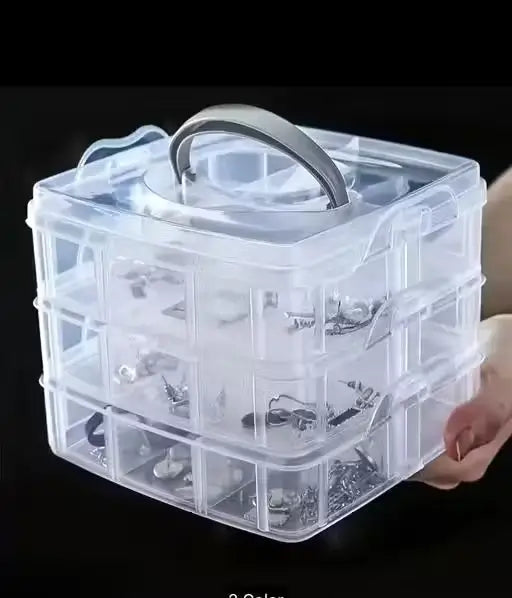 18 Grid Plastic Jewellery Organizer for Small Items (White)