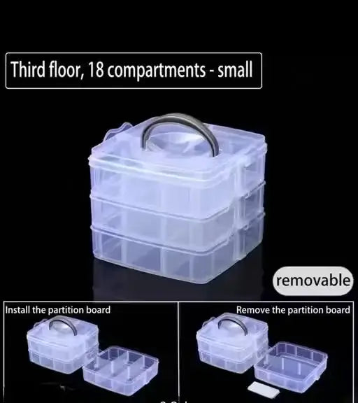 18 Grid Plastic Jewellery Organizer for Small Items (White)