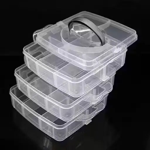 18 Grid Plastic Jewellery Organizer for Small Items (White)