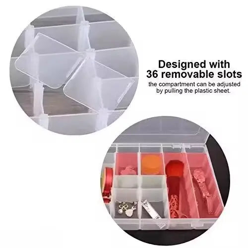Multipurpose Plastic Jewellery Organizer 36 Grid Transparent Box