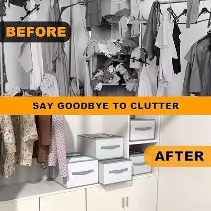 Wardrobe Clothes Organizer – 8 Grids Beige