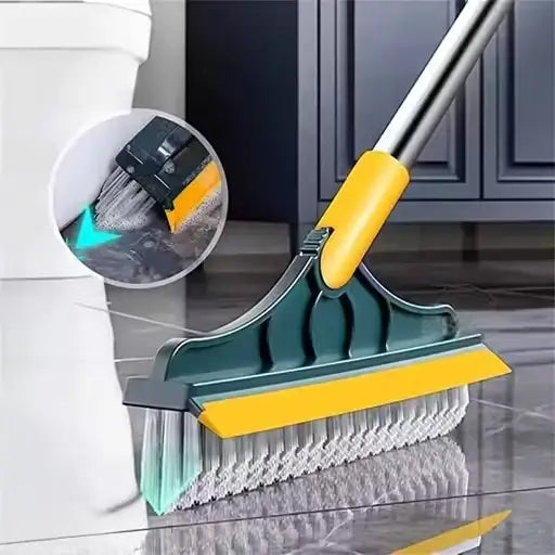 Bathroom Cleaning Brush with Wiper – 2 in 1 Scrubber & Squeegee